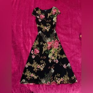 Floral Black Midi Dress